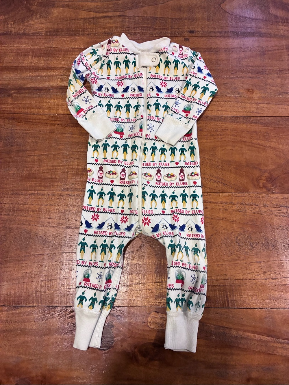 Hanna Andersson Holiday Elf-Print Zip Up Sleeper Unisex 12-18 mos - Picture 2 of 6